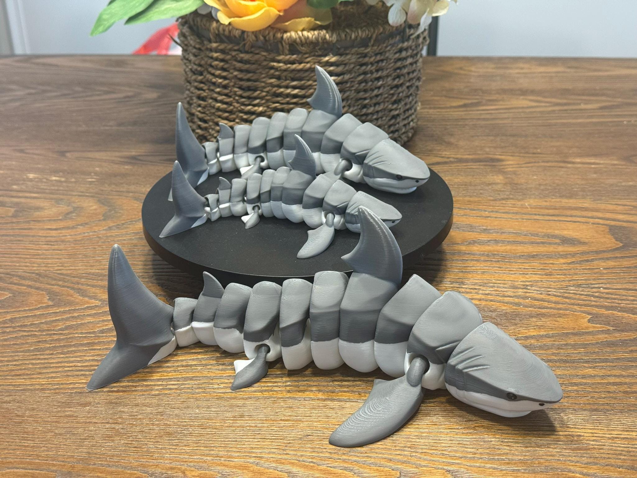 3D Printed Articulated Great White Shark, Poseable Marine Model by Pencil Short Designs LLC