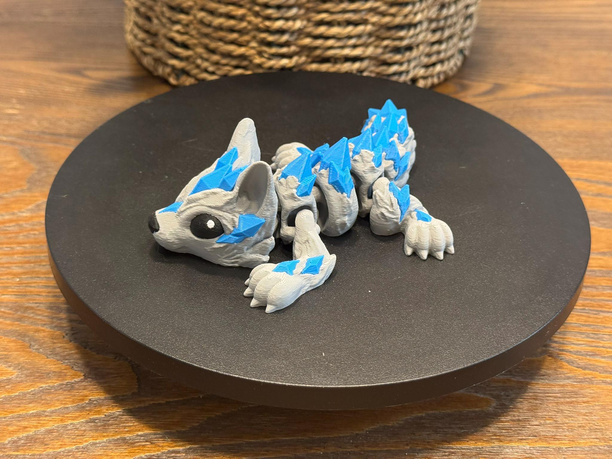 3D Printed Crystal Wolf Figurine – Articulated Fantasy Sculpture by Pencil Short Designs LLC