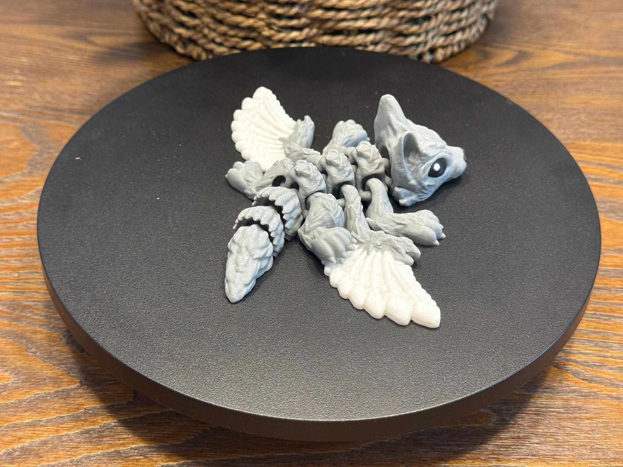 3D Printed Articulated Winged Wolf Figurine – Fantasy Sculpture by Pencil Short Designs LLC