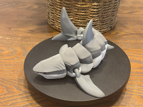 3D Printed Articulated Great White Shark, Poseable Marine Model by Pencil Short Designs LLC