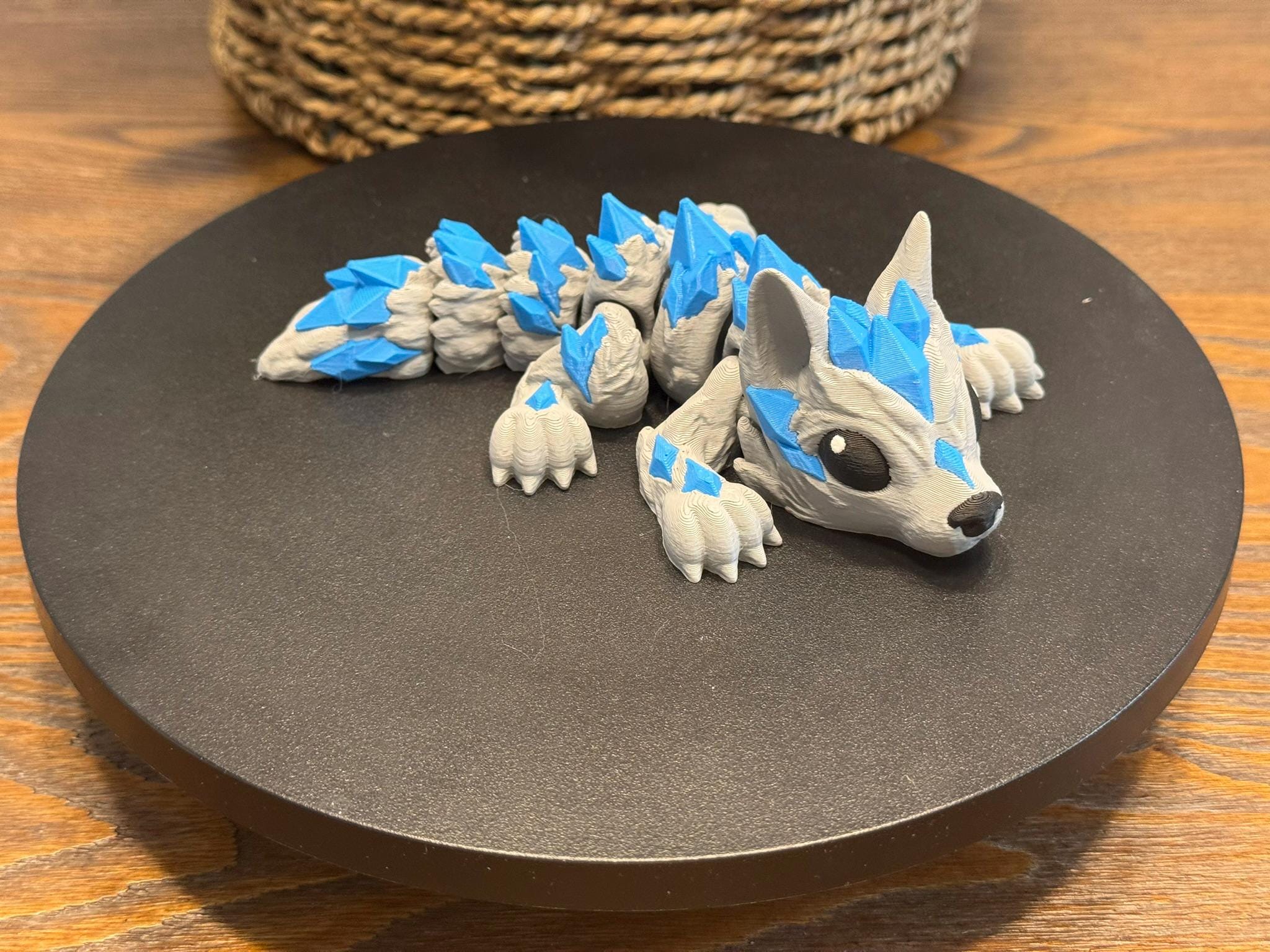 3D Printed Crystal Wolf Figurine – Articulated Fantasy Sculpture by Pencil Short Designs LLC