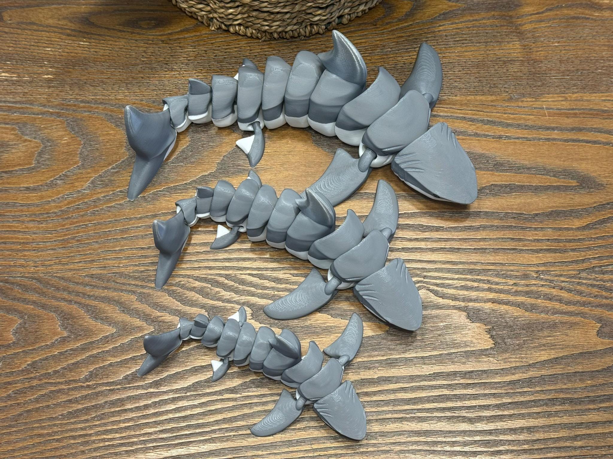 3D Printed Articulated Great White Shark, Poseable Marine Model by Pencil Short Designs LLC