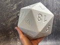 Giant 3D Printed D20 Dice: 200mm White Marble PLA by Pencil Short Designs LLC