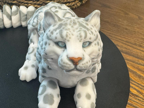 3D Printed Articulated Snow Leopard Family: Poseable Wildlife Decor by Pencil Short Designs LLC