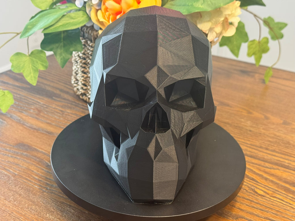 3D Printed Low Poly Skull Headset Stand: PLA Bioplastic by Pencil Short Designs LLC