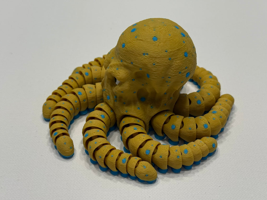 3D Printed Articulated Blue Ringed Octopus Display Model With Poseable Arms And Realistic Detail by Pencil Short Designs LLC