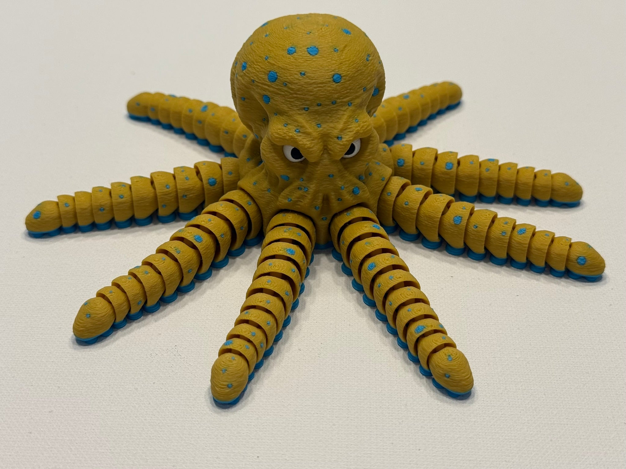 3D Printed Articulated Blue Ringed Octopus Display Model With Poseable Arms And Realistic Detail by Pencil Short Designs LLC
