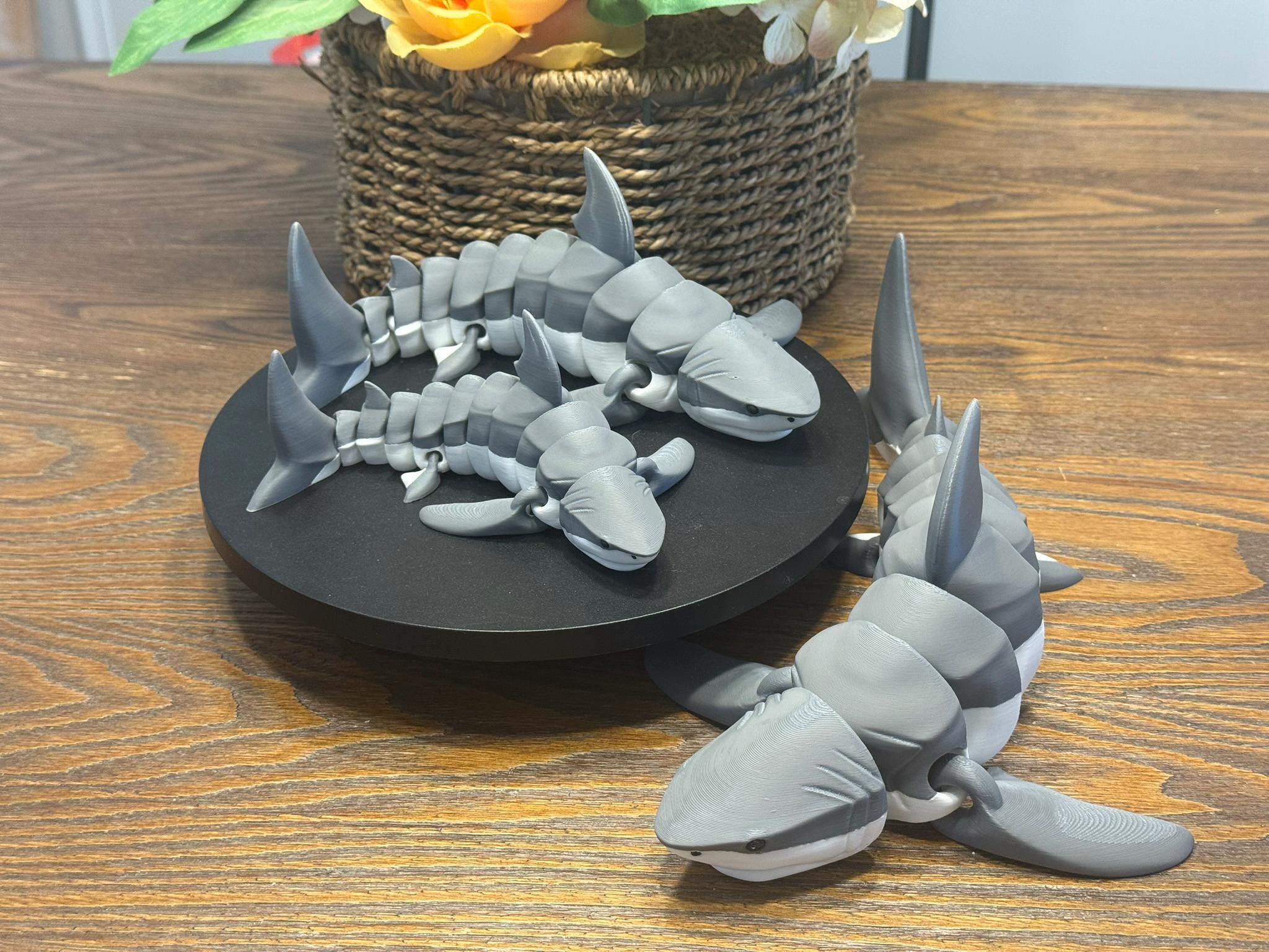 3D Printed Articulated Great White Shark, Poseable Marine Model by Pencil Short Designs LLC
