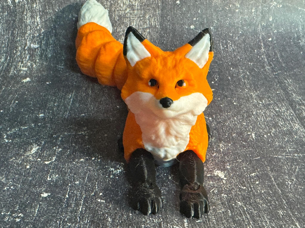 3D Printed Articulated Red Fox with Cubs: Poseable PLA Decor by Pencil Short Designs LLC