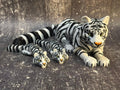 3D Printed Articulated White Tiger with Cubs | Poseable Animal Figurine, Desk Decor by Pencil Short Designs LLC