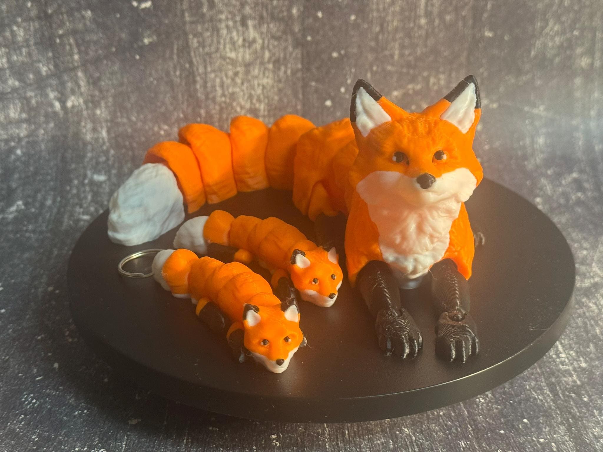 3D Printed Articulated Red Fox with Cubs: Poseable PLA Decor by Pencil Short Designs LLC