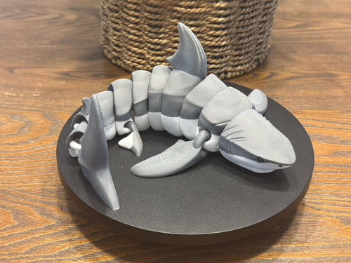 3D Printed Articulated Great White Shark, Poseable Marine Model by Pencil Short Designs LLC