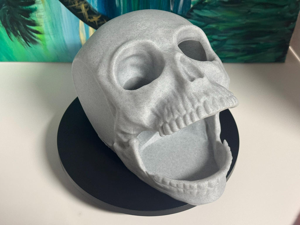 3D Printed Skull Holder: Headset Stand, Dice Tower, Pen Organizer
