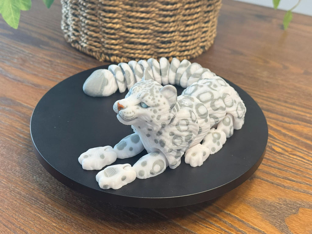 3D Printed Articulated Snow Leopard Family: Poseable Wildlife Decor by Pencil Short Designs LLC