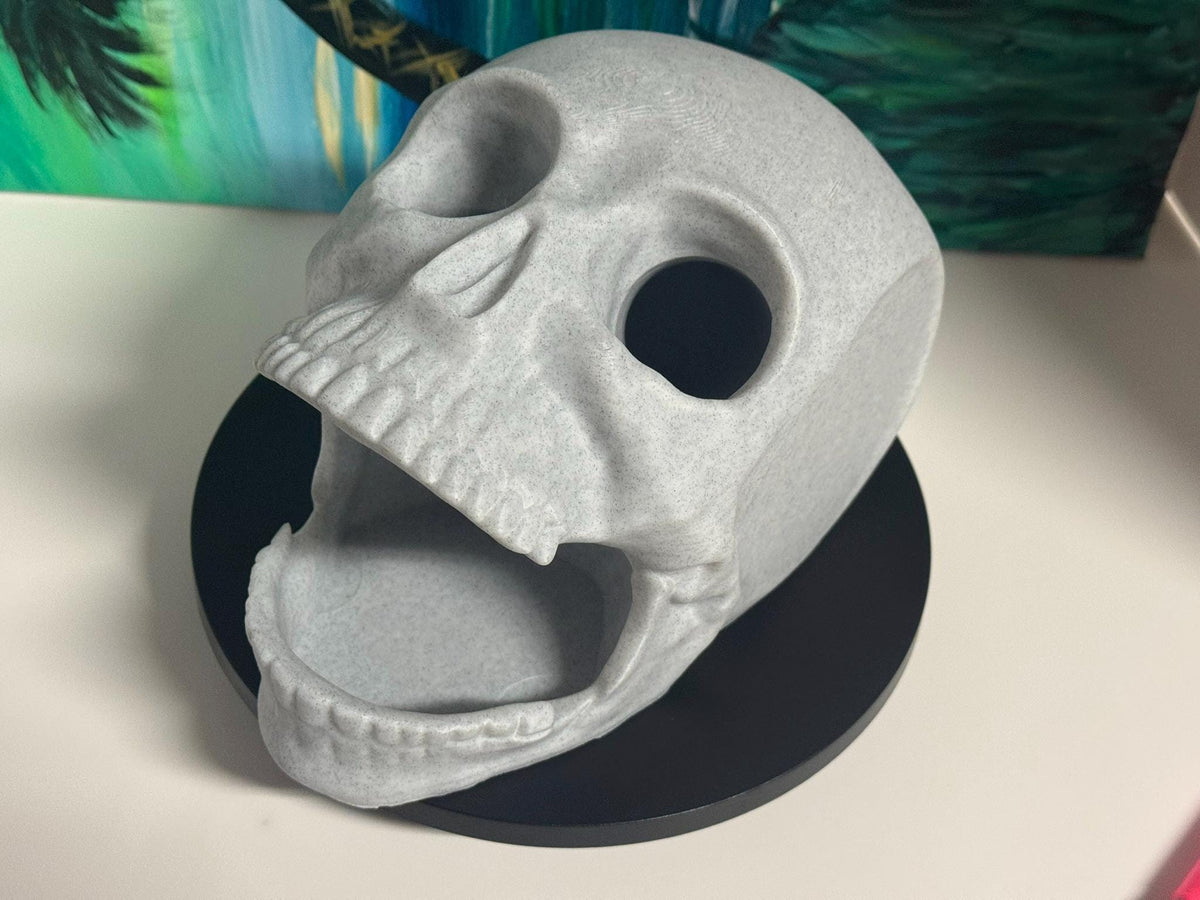 3D Printed Skull Holder: Headset Stand, Dice Tower, Pen Organizer