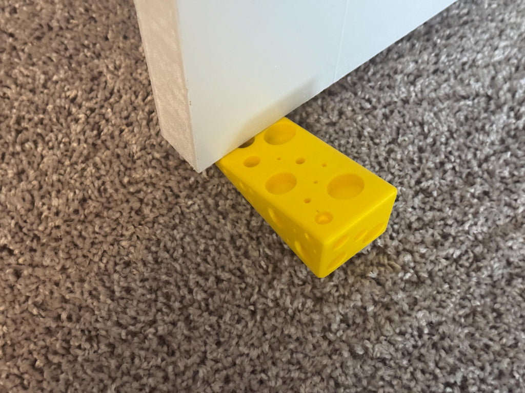 3D Printed Cheese Doorstop: Novelty Yellow PLA Bioplastic by Pencil Short Designs LLC
