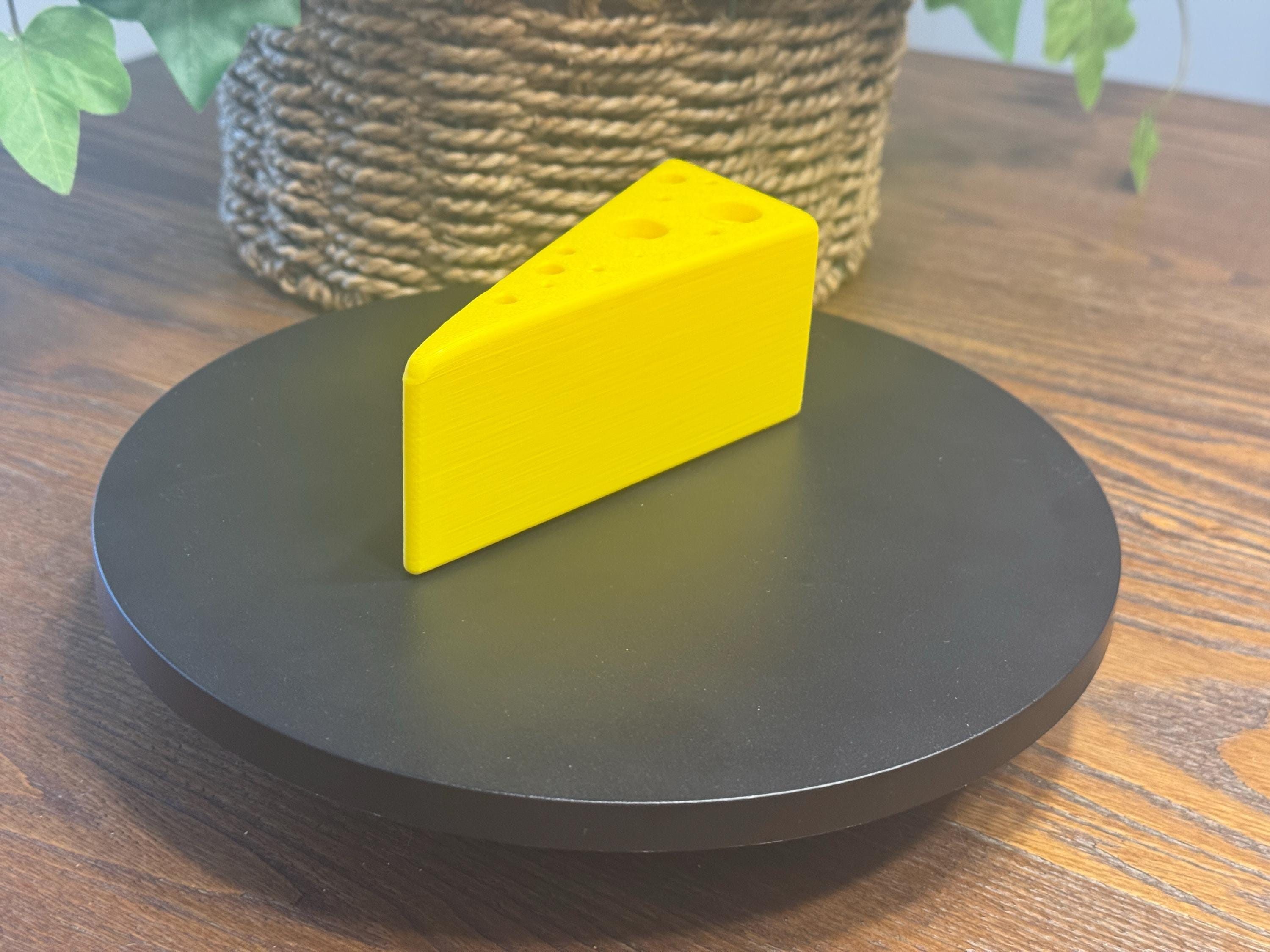 3D Printed Cheese Doorstop: Novelty Yellow PLA Bioplastic by Pencil Short Designs LLC