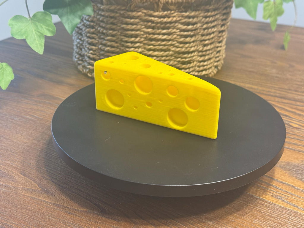 3D Printed Cheese Doorstop: Novelty Yellow PLA Bioplastic by Pencil Short Designs LLC