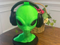 3D Printed Alien Headset Stand: Neon Green PLA Bioplastic by Pencil Short Designs LLC