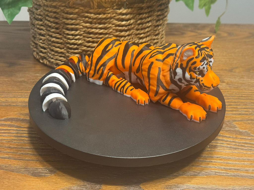 3D Printed Articulated Orange Tiger with Cubs by Pencil Short Designs LLC