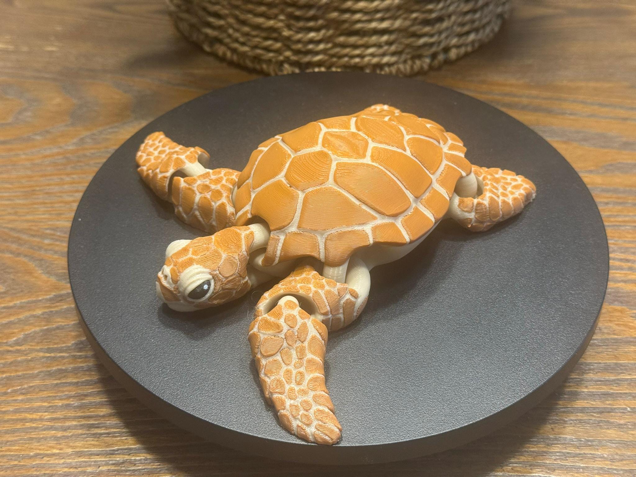 3D Printed Articulated Brown Sea Turtle: Fidget Toy, Sea Life Collectible by Pencil Short Designs LLC