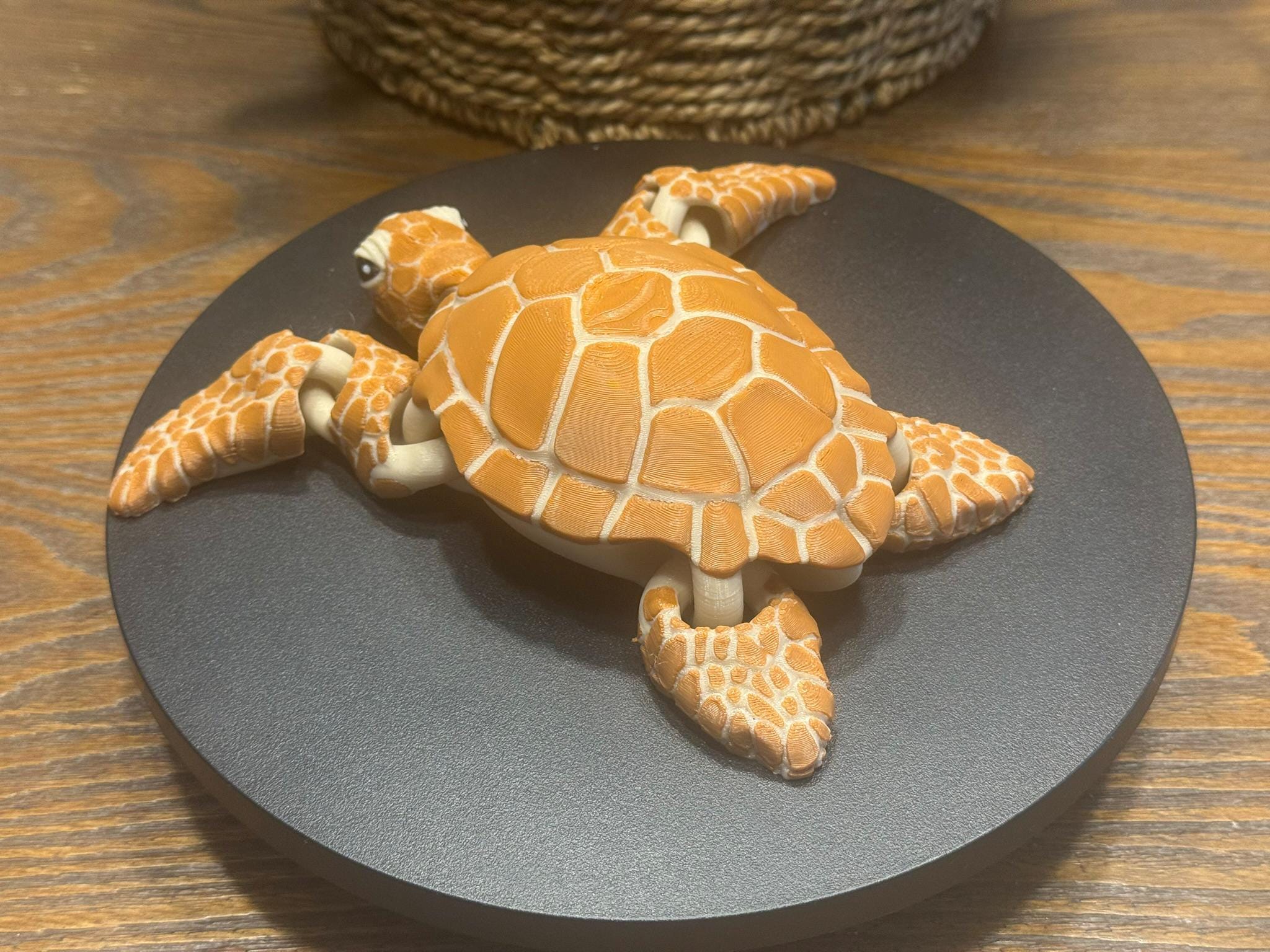3D Printed Articulated Brown Sea Turtle: Fidget Toy, Sea Life Collectible by Pencil Short Designs LLC