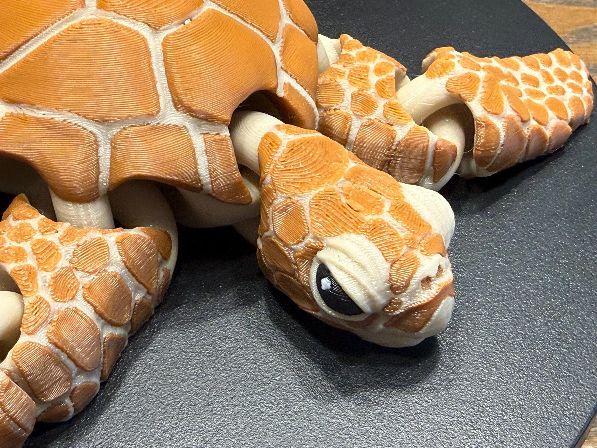 3D Printed Articulated Brown Sea Turtle: Fidget Toy, Sea Life Collectible by Pencil Short Designs LLC