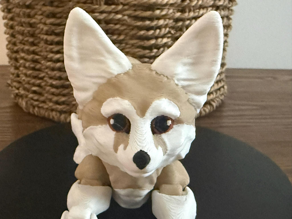 3D Printed Articulated Fennec Fox Family Sculpture, Animal Lover Gift by Pencil Short Designs LLC