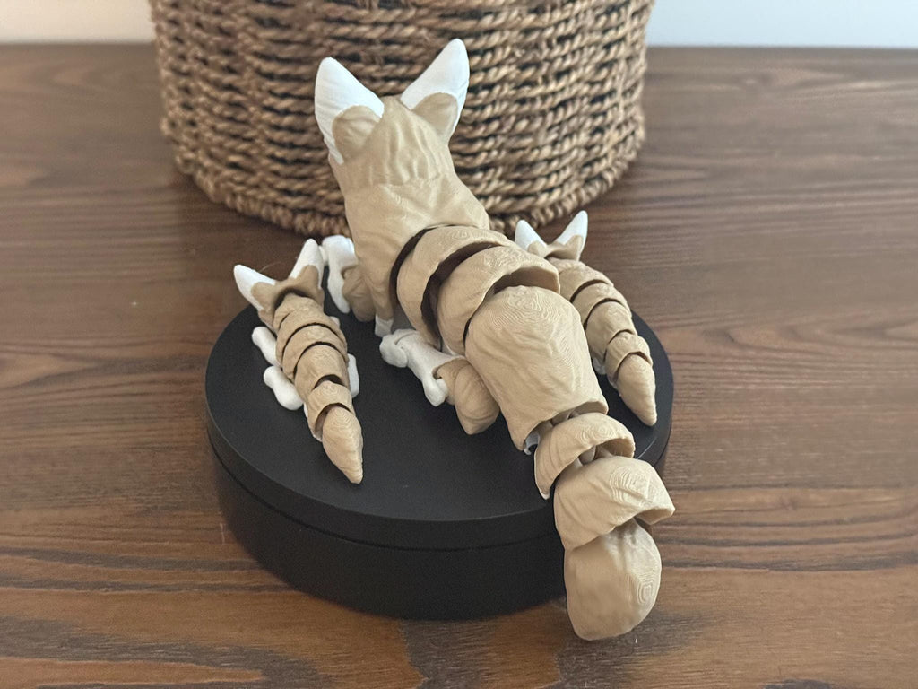 3D Printed Articulated Fennec Fox Family Sculpture, Animal Lover Gift by Pencil Short Designs LLC