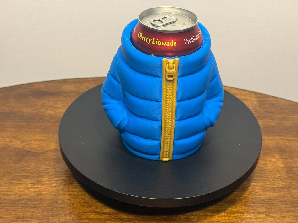 3D Printed Puffer Jacket Koozie, Funny Drink Holder by Pencil Short Designs LLC