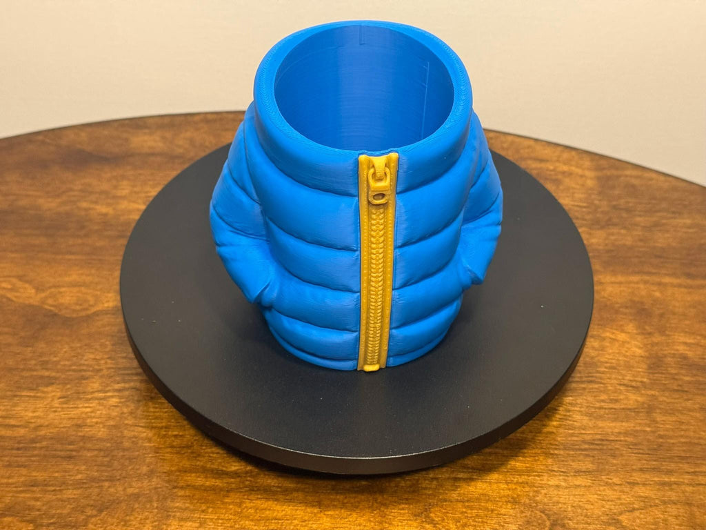 3D Printed Puffer Jacket Koozie, Funny Drink Holder by Pencil Short Designs LLC
