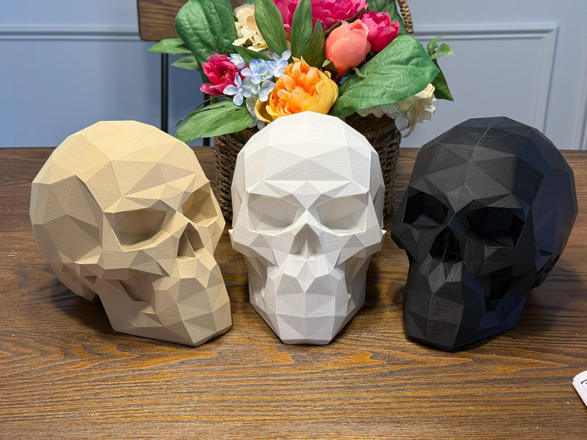 3D Printed Low Poly Skull Headset Stand: PLA Bioplastic by Pencil Short Designs LLC