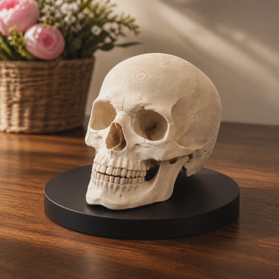 Life Size Human Skull Model | 3D Printed Anatomical Skull for Anatomy Study, Art Decor & Gothic Display